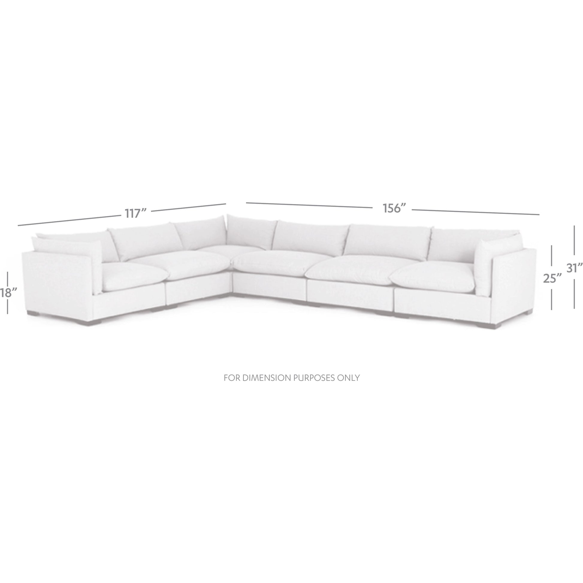 Westwood 6 Piece Sectional by Four Hands. Made from 100% polyester, solid banak, solid pine in a modern style.