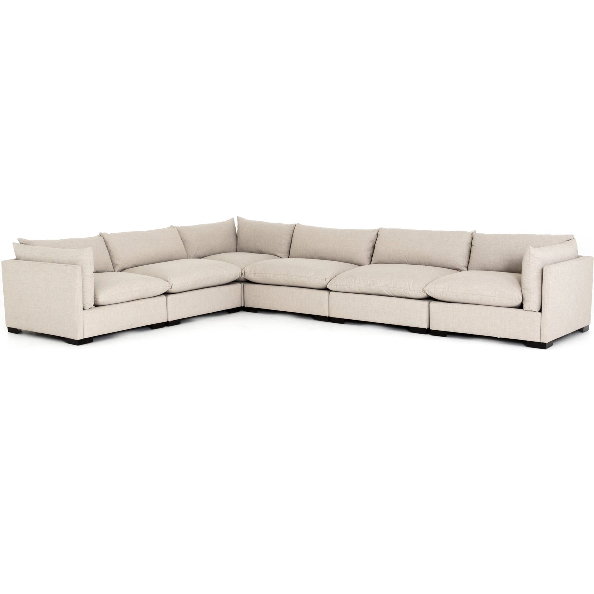 Westwood 6 Piece Sectional by Four Hands. Made from 100% polyester, solid banak, solid pine in a modern style.