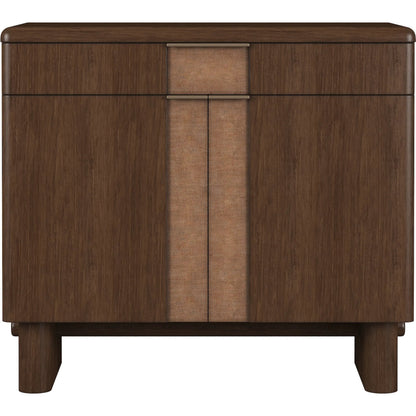 Verge Accent Door Chest by A.R.T. Furniture in handcrated walnut. Made from poplar, parawood solids, mirror, metal in a traditional style.