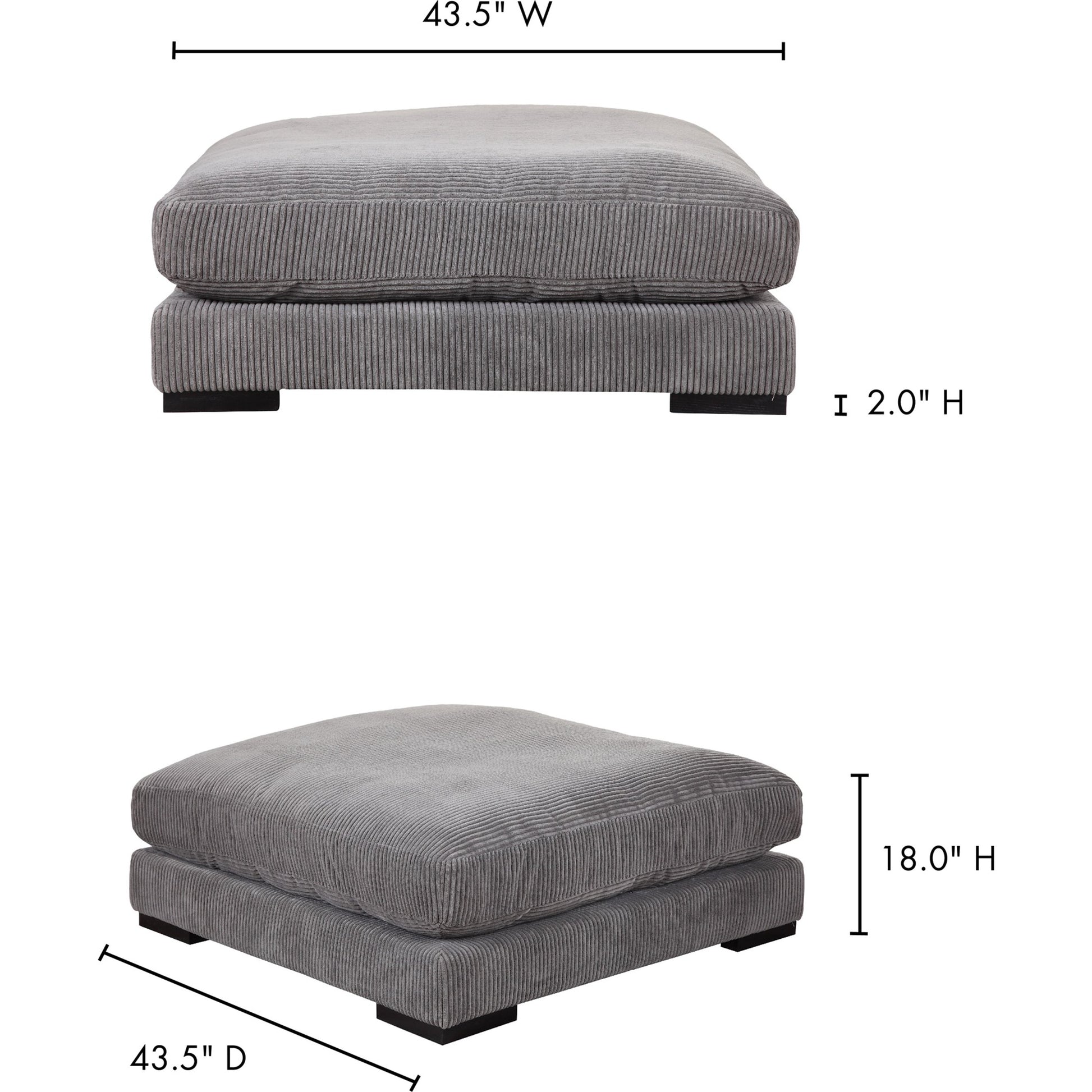 Tumble Ottoman by Moe's Home Collection in dark gray. Made from upholstery: 100% polyester, solid eucalyptus wood frame, plywood, upholstery foam in a modern style.