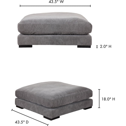 Tumble Ottoman by Moe's Home Collection in dark gray. Made from upholstery: 100% polyester, solid eucalyptus wood frame, plywood, upholstery foam in a modern style.