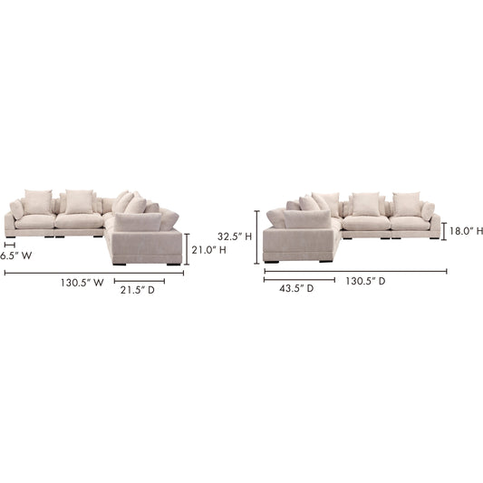 Tumble L Modular Sectional by Moe's Home Collection in cappuccino. Made from 100% polyester corduroy, solid eucalyptus frame, plywood, webbing support, foam in a modern style.