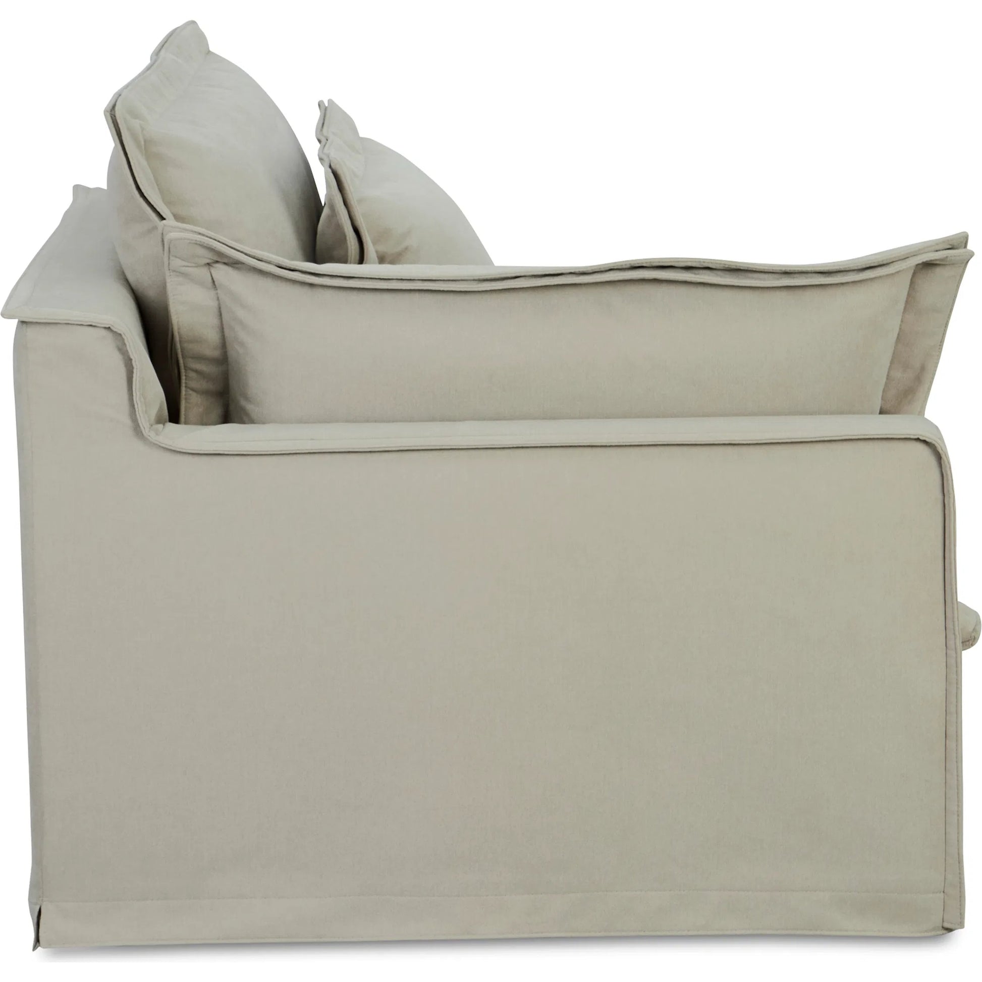 Olivia Arm Facing Chair Performance Fabric by Moe's Home Collection in sand. Made from upholstery: 98.5% polyester, 1.5% nylon performance fabric, solid wood, plywood frame, springs, webbing support, feather, foam in a transitional sty