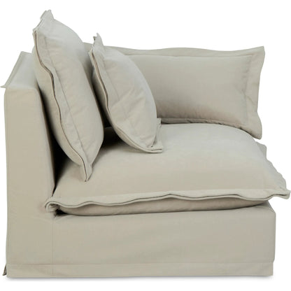 Olivia Arm Facing Chair Performance Fabric by Moe's Home Collection in sand. Made from upholstery: 98.5% polyester, 1.5% nylon performance fabric, solid wood, plywood frame, springs, webbing support, feather, foam in a transitional sty