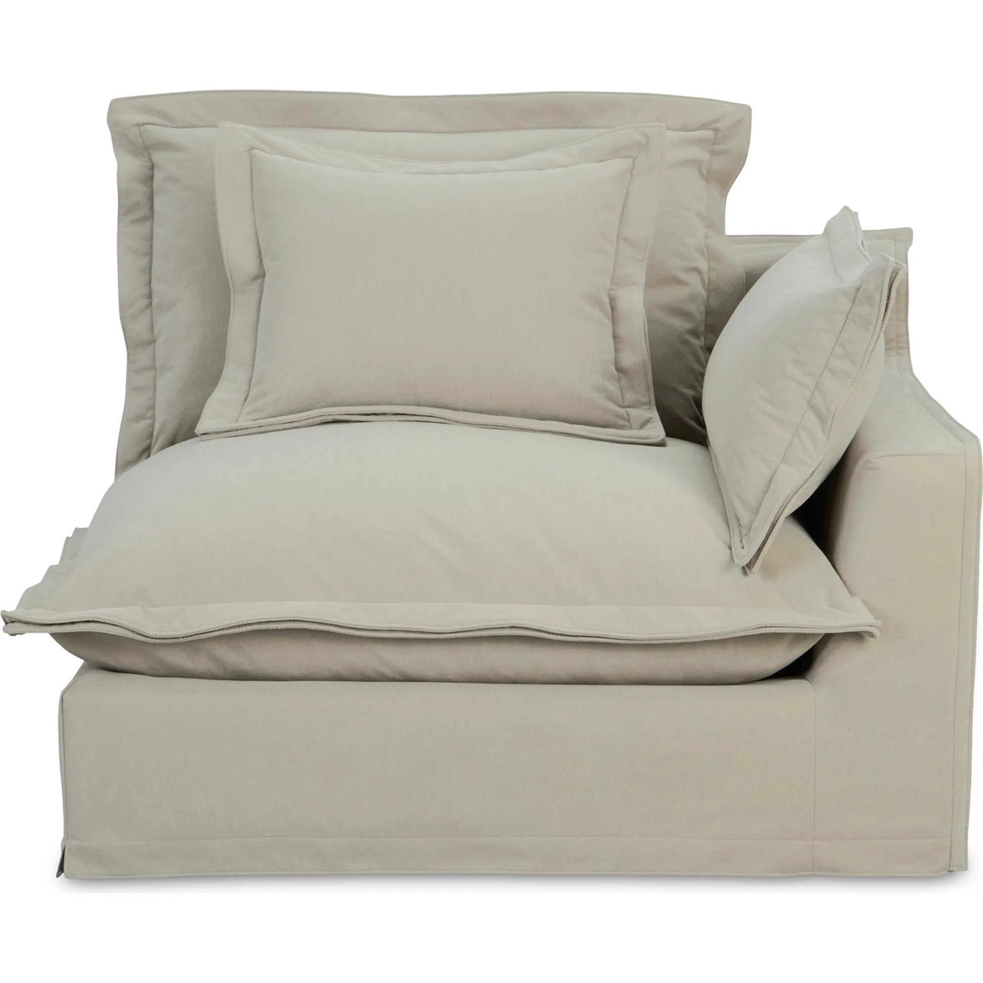 Olivia Arm Facing Chair Performance Fabric by Moe's Home Collection in sand. Made from upholstery: 98.5% polyester, 1.5% nylon performance fabric, solid wood, plywood frame, springs, webbing support, feather, foam in a transitional sty