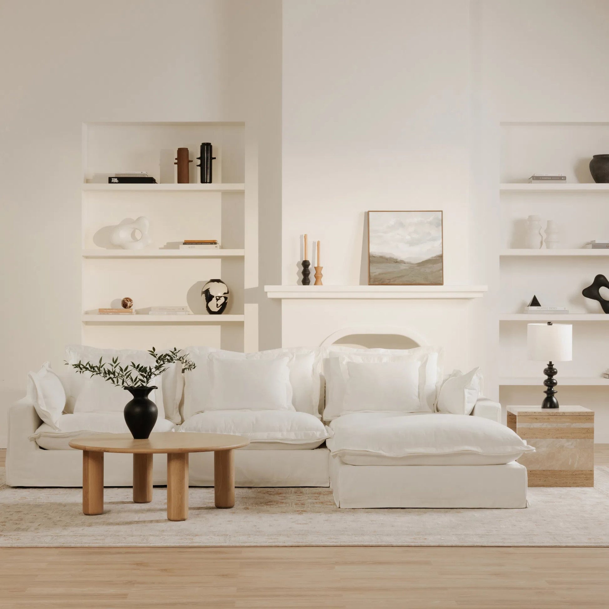 Olivia Slipper Chair Performance Fabric by Moe's Home Collection. Made from upholstery: 98.5% polyester, 1.5% nylon performance fabric, solid wood, plywood frame, springs, webbing support, feather, foam in a transitional style.