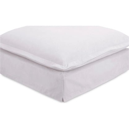 Olivia Ottoman Performance Fabric by Moe's Home Collection in white. Made from upholstery: 98.5% polyester, 1.5% nylon performance fabric, solid wood, plywood frame, springs, webbing support, feather, foam in a transitional style.