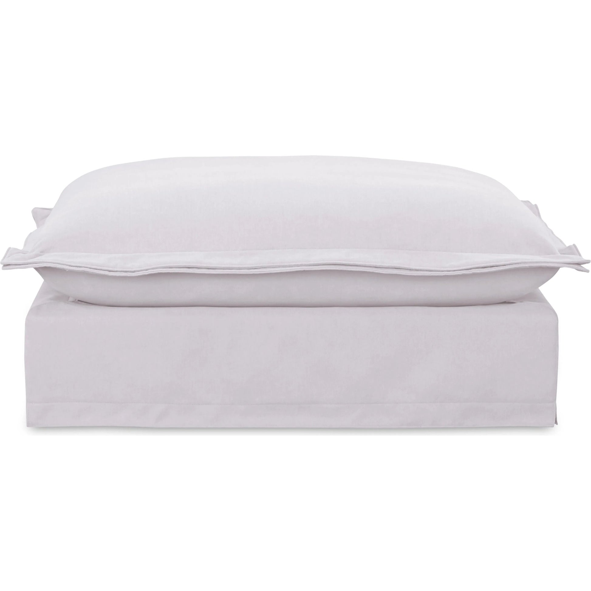 Olivia Ottoman Performance Fabric by Moe's Home Collection in white. Made from upholstery: 98.5% polyester, 1.5% nylon performance fabric, solid wood, plywood frame, springs, webbing support, feather, foam in a transitional style.