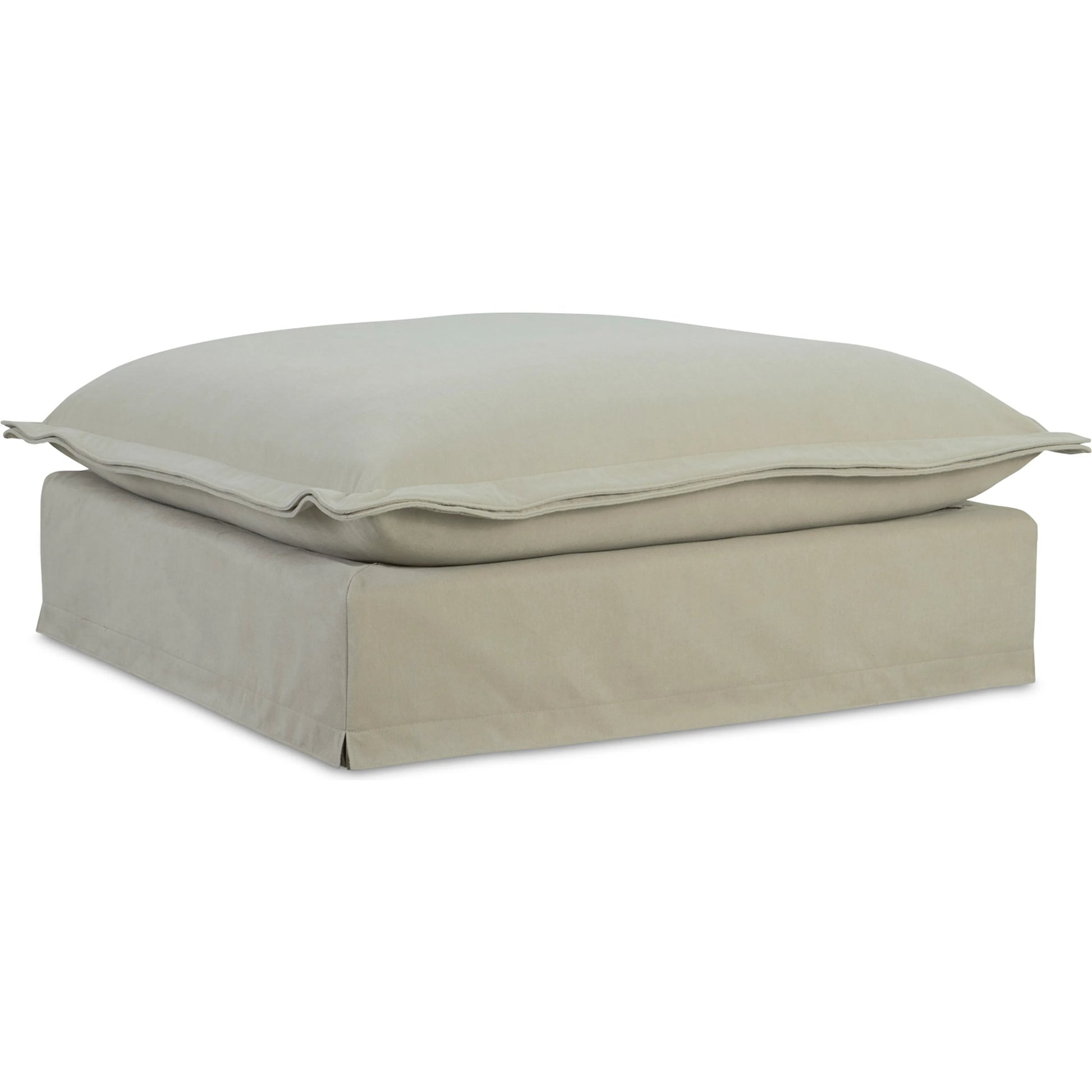 Olivia Ottoman Performance Fabric by Moe's Home Collection in white. Made from upholstery: 98.5% polyester, 1.5% nylon performance fabric, solid wood, plywood frame, springs, webbing support, feather, foam in a transitional style.