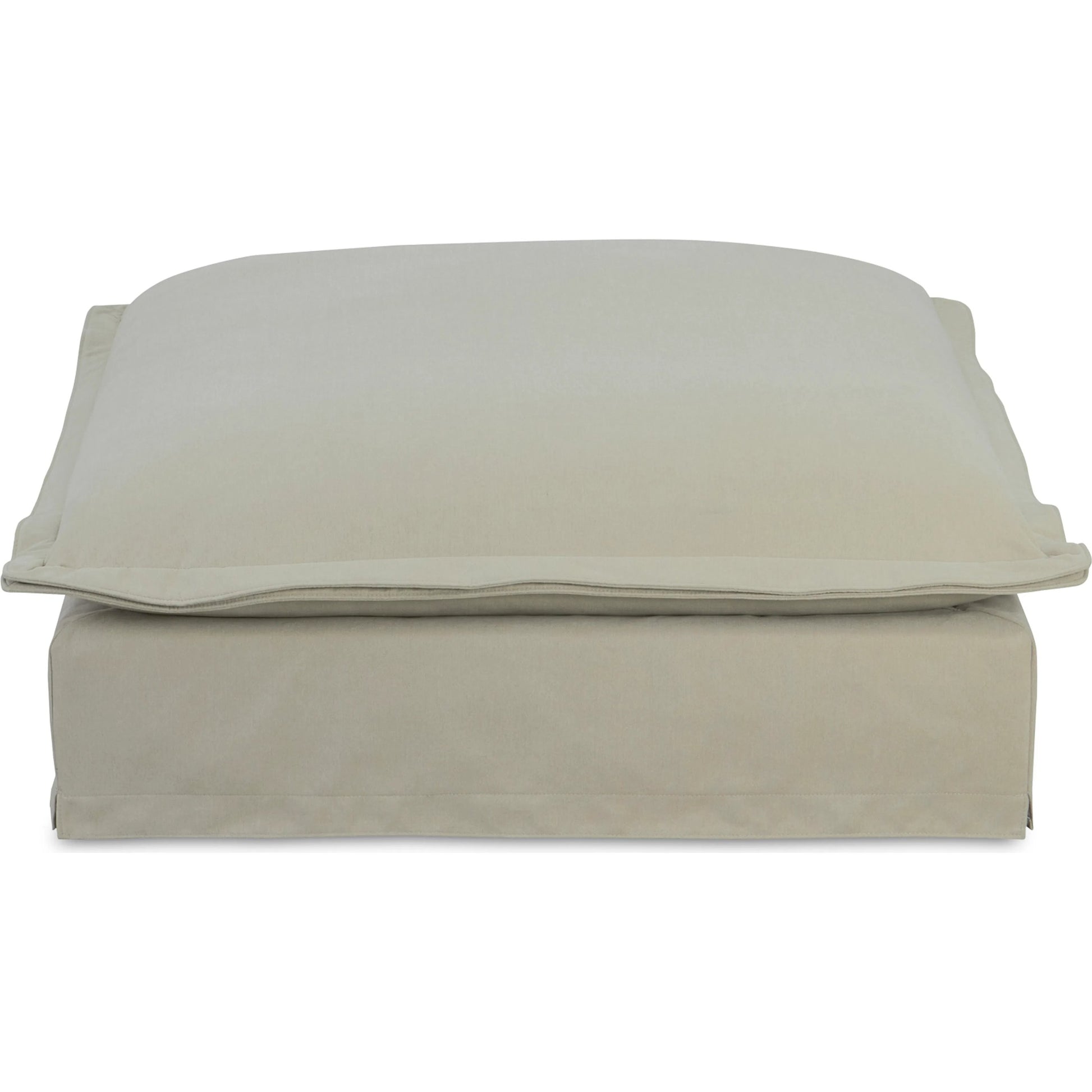 Olivia Ottoman Performance Fabric by Moe's Home Collection in white. Made from upholstery: 98.5% polyester, 1.5% nylon performance fabric, solid wood, plywood frame, springs, webbing support, feather, foam in a transitional style.