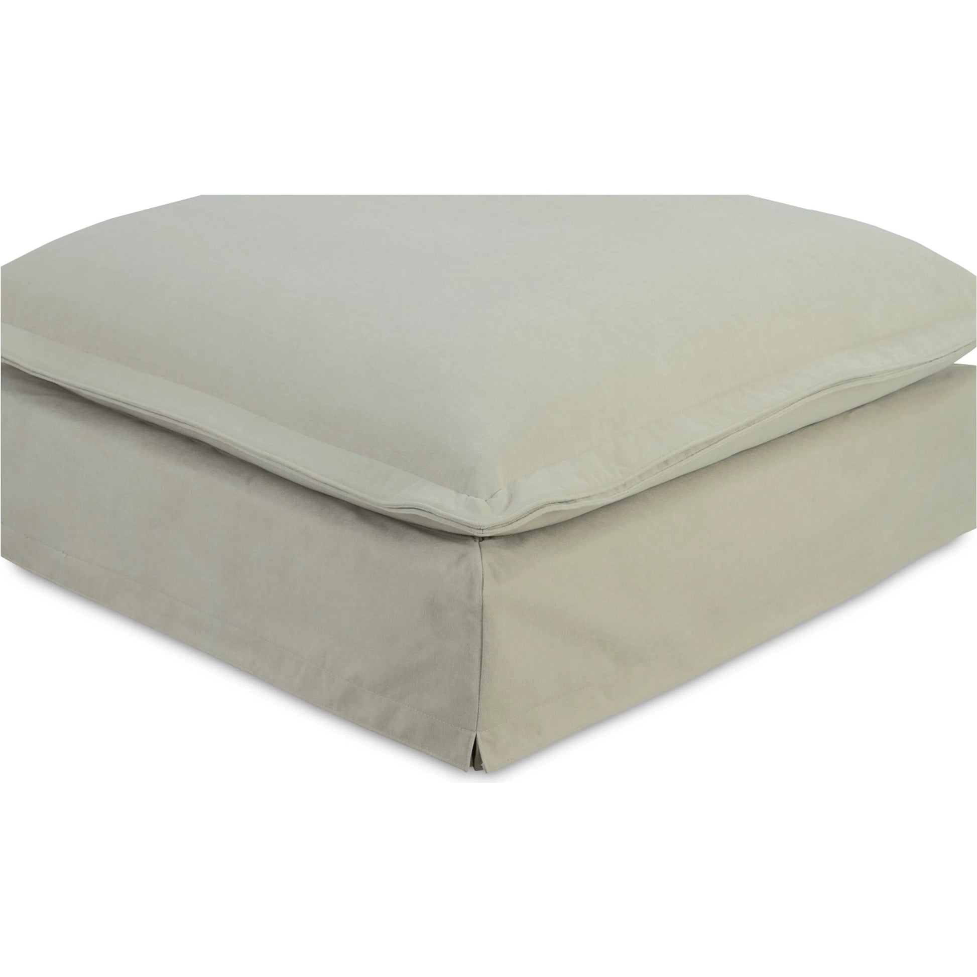 Olivia Ottoman Performance Fabric by Moe's Home Collection in white. Made from upholstery: 98.5% polyester, 1.5% nylon performance fabric, solid wood, plywood frame, springs, webbing support, feather, foam in a transitional style.
