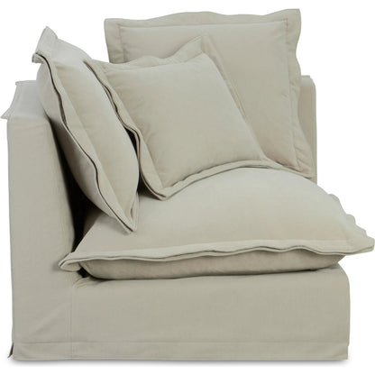 Olivia Corner Chair Performance Fabric by Moe's Home Collection. Made from upholstery: 98.5% polyester, 1.5% nylon performance fabric, solid wood, plywood frame, springs, webbing support, feather, foam in a transitional style.