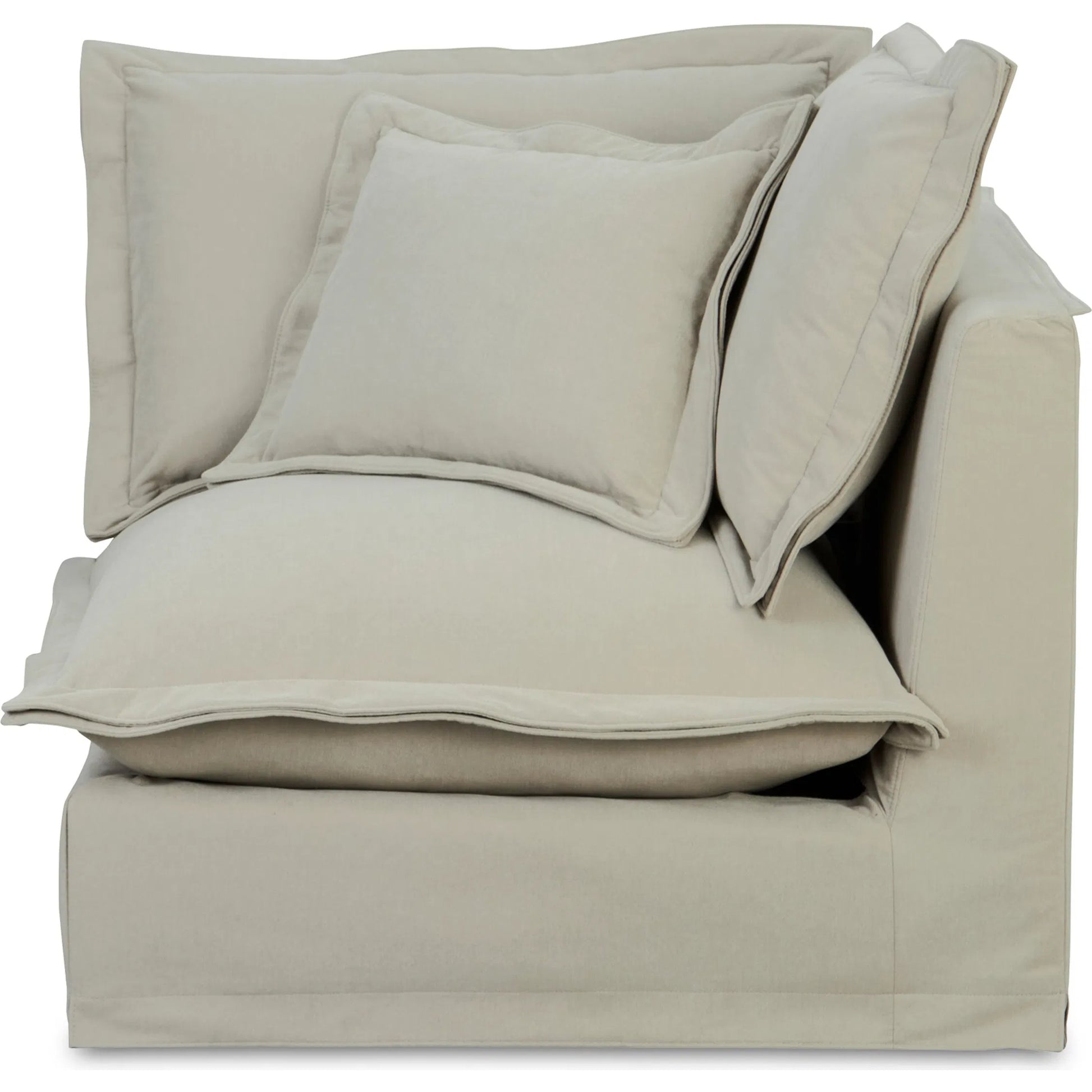 Olivia Corner Chair Performance Fabric by Moe's Home Collection. Made from upholstery: 98.5% polyester, 1.5% nylon performance fabric, solid wood, plywood frame, springs, webbing support, feather, foam in a transitional style.