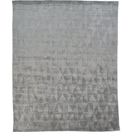 Gramercy Geometric Rug - 6335F by Feizy in gray, ivory, silver. Made from viscose in a unique style.