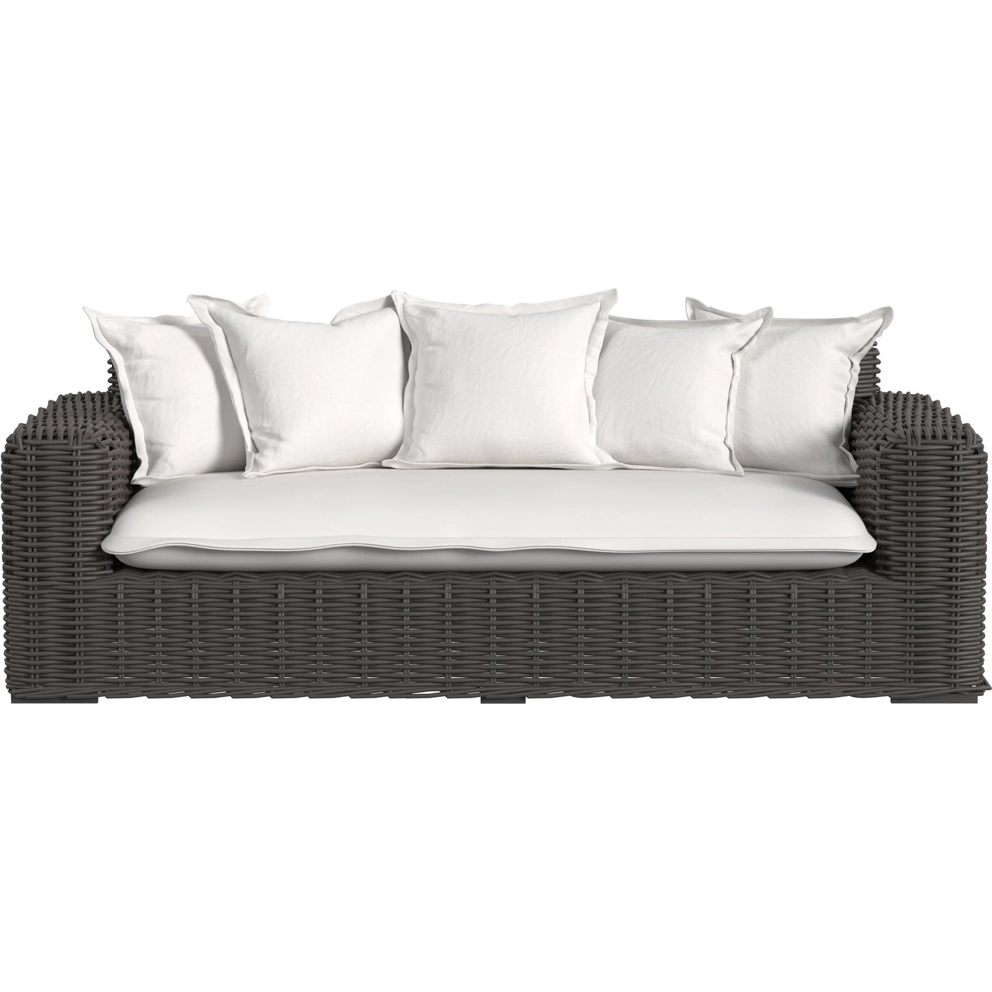 002 SI-2318699 | Additional Silo | Cabo Outdoor Loveseat by Sunset West in dark wood. Made from resin wicker in a rustic style.