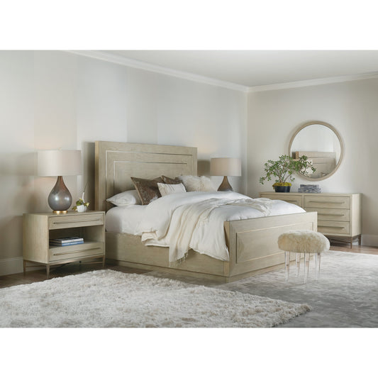 Cascade Bed by Hooker Furniture in terrain. Made from oak veneers, metal inlay in a traditional style.