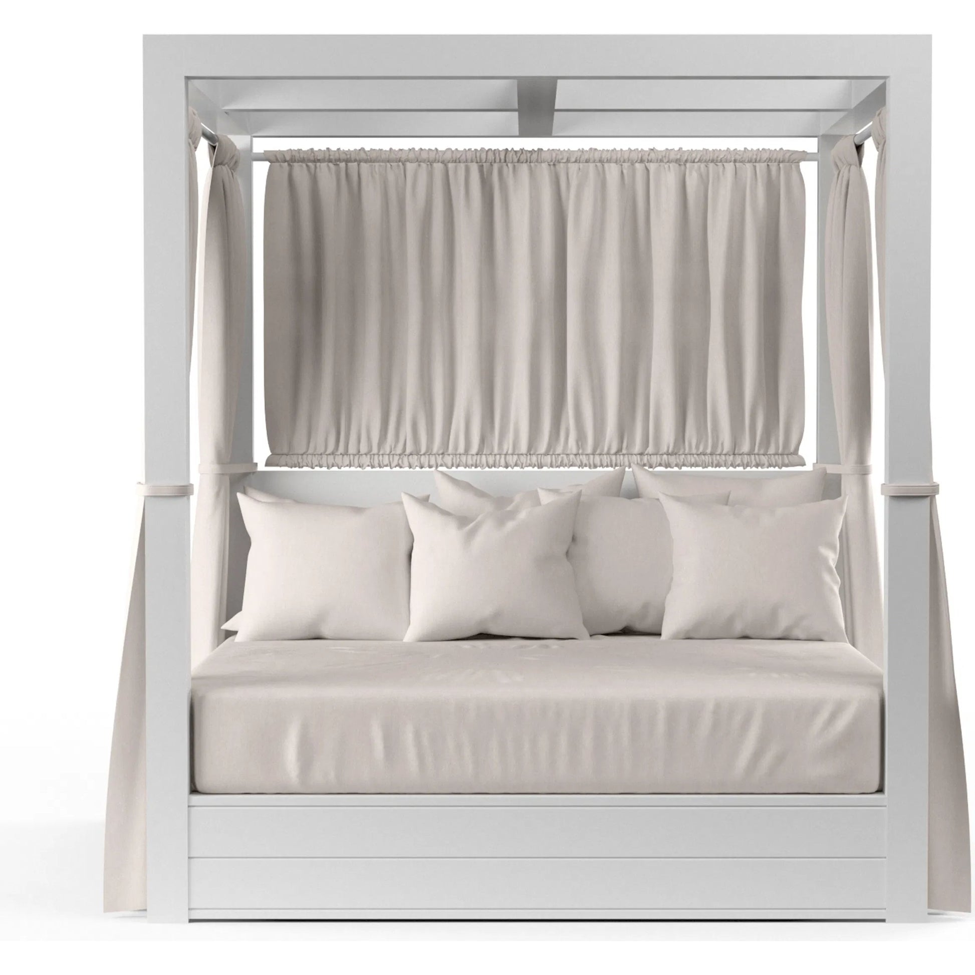 Newport Outdoor Resort King Daybed by Sunset West in whites/creams/beiges. Made from aluminum in a modern style.