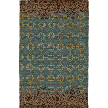 Qing Transitional & Botanical Rug - 6066F by Feizy in blue, green, brown. Made from wool, viscose in a unique style.