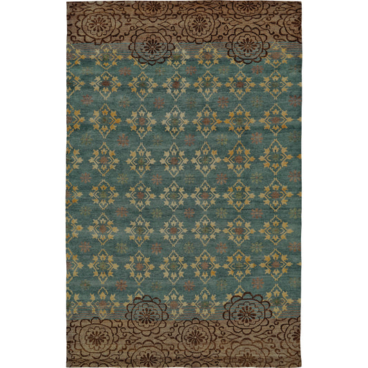 Qing Transitional & Botanical Rug - 6066F by Feizy in blue, green, brown. Made from wool, viscose in a unique style.