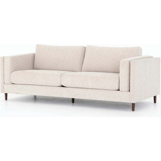 Elijah Sofa by Four Hands in clancy beige. Made from 100% polyester, solid rosa morada, pine plywood in a modern style.