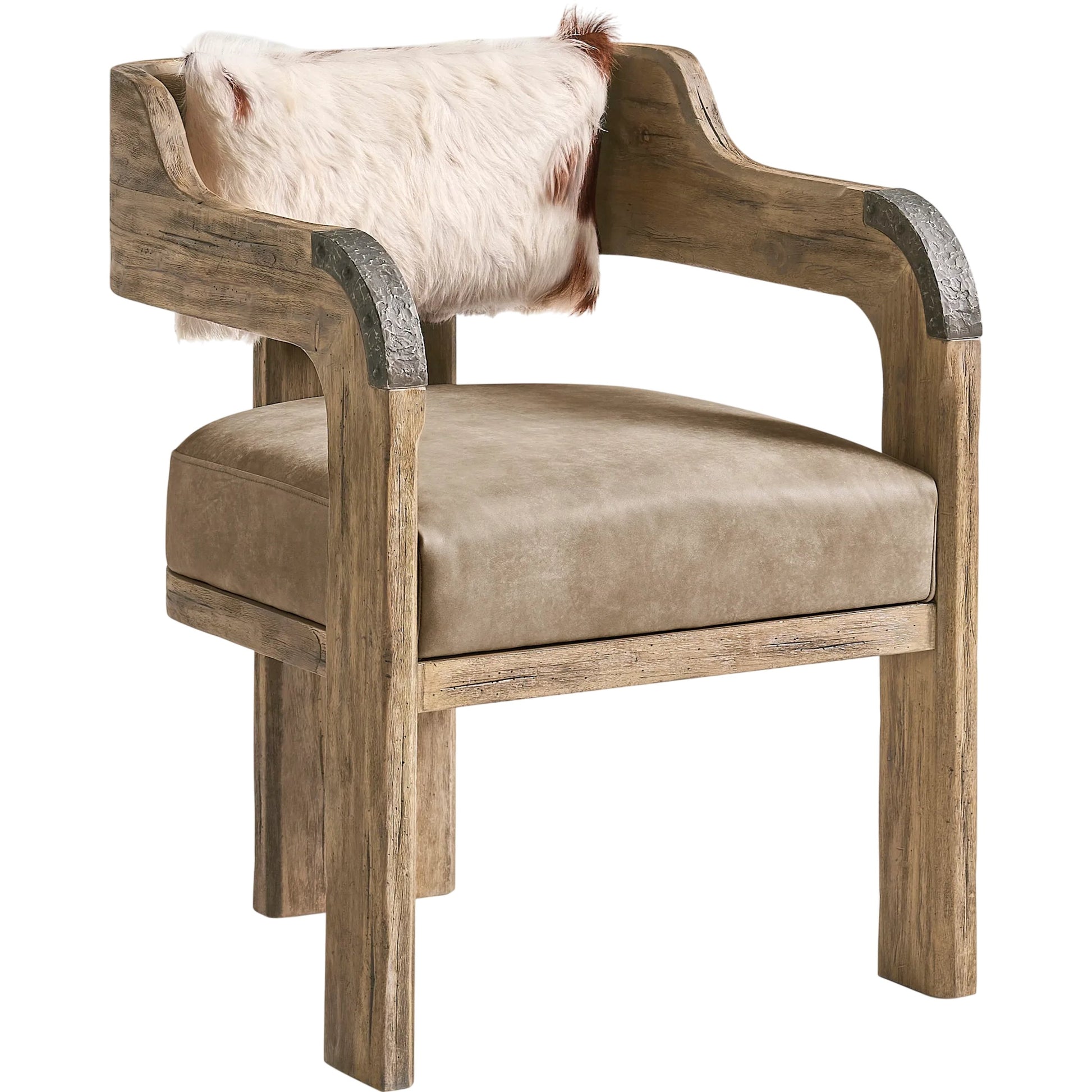 Stone Ridge Leather Arm Chair by Jonathan Charles in tully light acacia. Made from acacia in a cottage & farmhouse style.