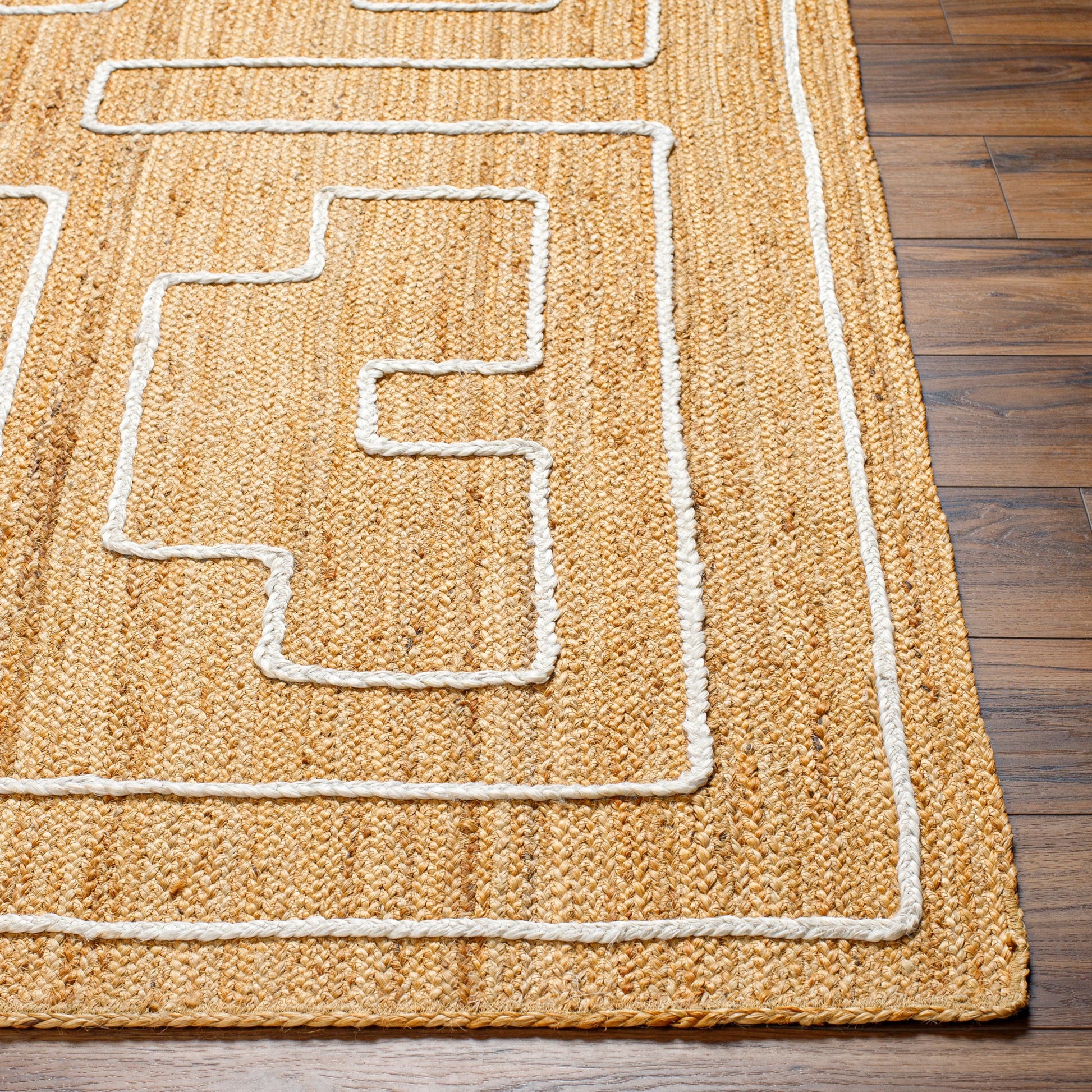 Luci UCI-2302 Indoor/Outdoor Rug by Livabliss in tan. Made from main: 100% jute in a unique style.