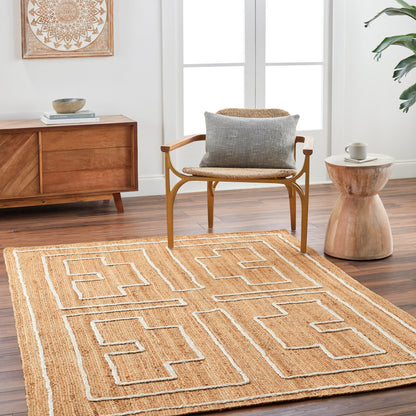 Luci UCI-2302 Indoor/Outdoor Rug by Livabliss in tan. Made from main: 100% jute in a unique style.