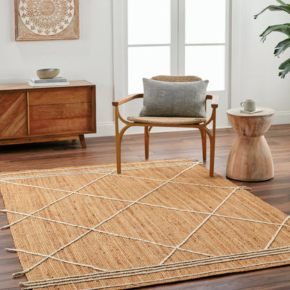 Luci UCI-2303 Indoor/Outdoor Rug by Livabliss in tan. Made from main: 100% jute in a unique style.
