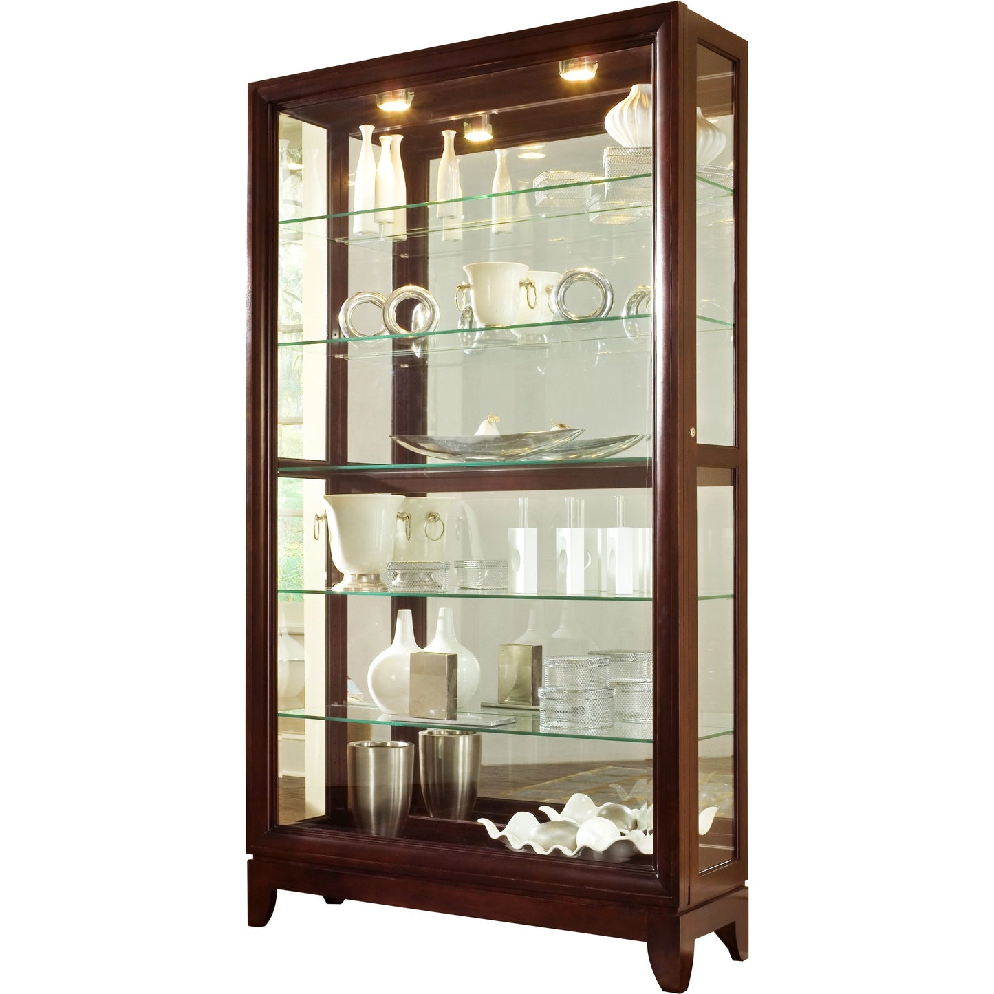 002 SI-2155650 | Additional Silo | Two Way Door Curio Chocolate Cherry by Pulaski Furniture in chocolate cherry. Made from poplar wood cherry wood veneers in a traditional style.