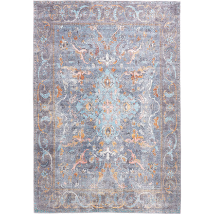 Percy Transitional Rug - 39AFF by Feizy in blue, gray, orange. Made from polyester in a unique style.