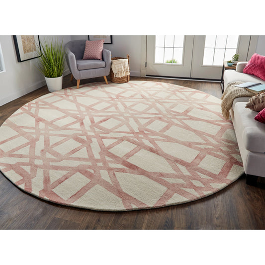 Lorrain Geometric Rug - 8571F by Feizy in ivory, pink, tan. Made from wool in a unique style.