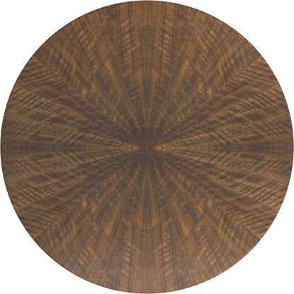 Eave Round Dining Table by A.R.T. Furniture in brown and hazelnut. Made from poplar, parawood solids, walnut veneer in a traditional style.