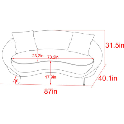 Vicenza Curved Sofa by Pasargad Home in ivory. Made from polyester fabric in a modern style.