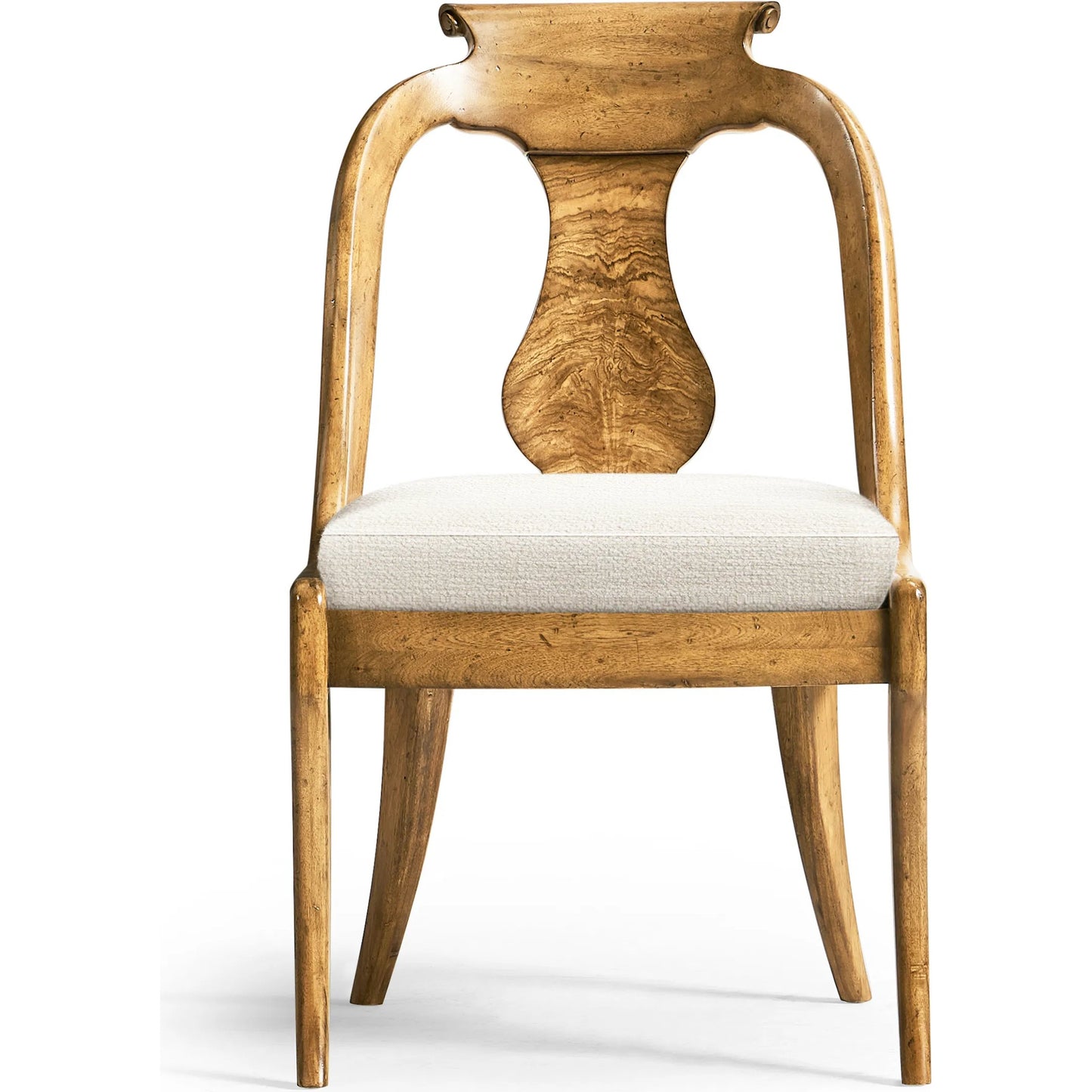 003 SI-2334505 | Additional Silo | Vermeer Dining Chair by Jonathan Charles in brown and natural cerejeira. Made from alder solids, crotch cerejeira veneers, foam, fabric in a traditional style.