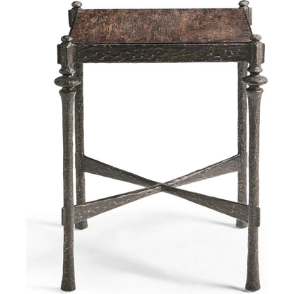 Terravita Square Side Table by Jonathan Charles in black caldera oak. Made from oak veneer in a cottage & farmhouse style.