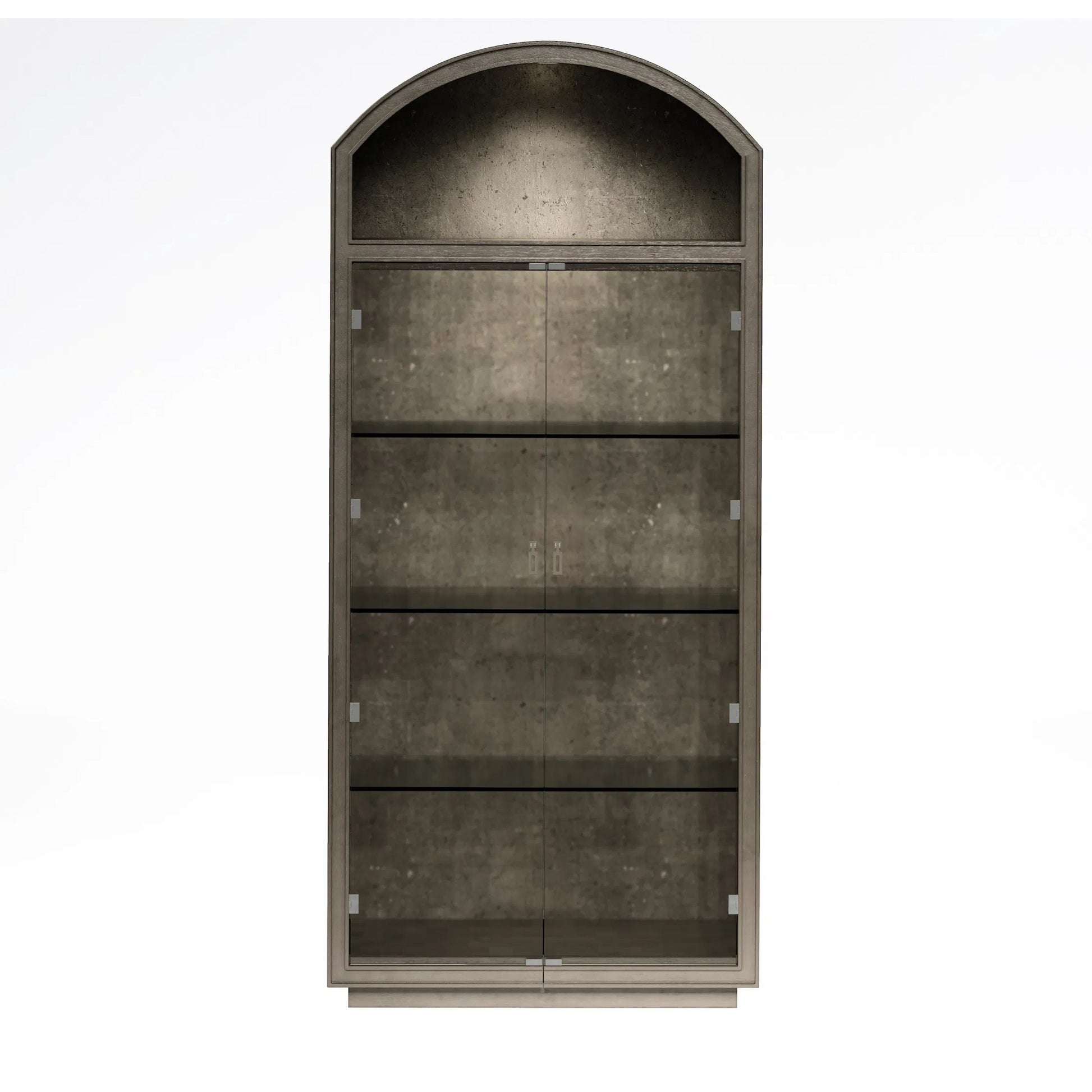 Cove Display Cabinet by A.R.T. Furniture in grey and mica. Made from rubberwood solids, primavera veneer, glass, cork in a transitional style.