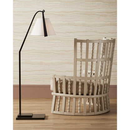 Frey Floor Lamp by Currey and Company in satin black, brushed brown. Made from metal in a modern style.