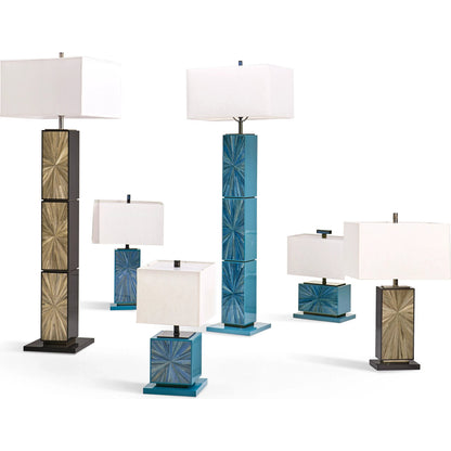 Sapphire Horizontal Table Lamp by Jonathan Charles in azure blue straw. Made from main straw in a unique style.