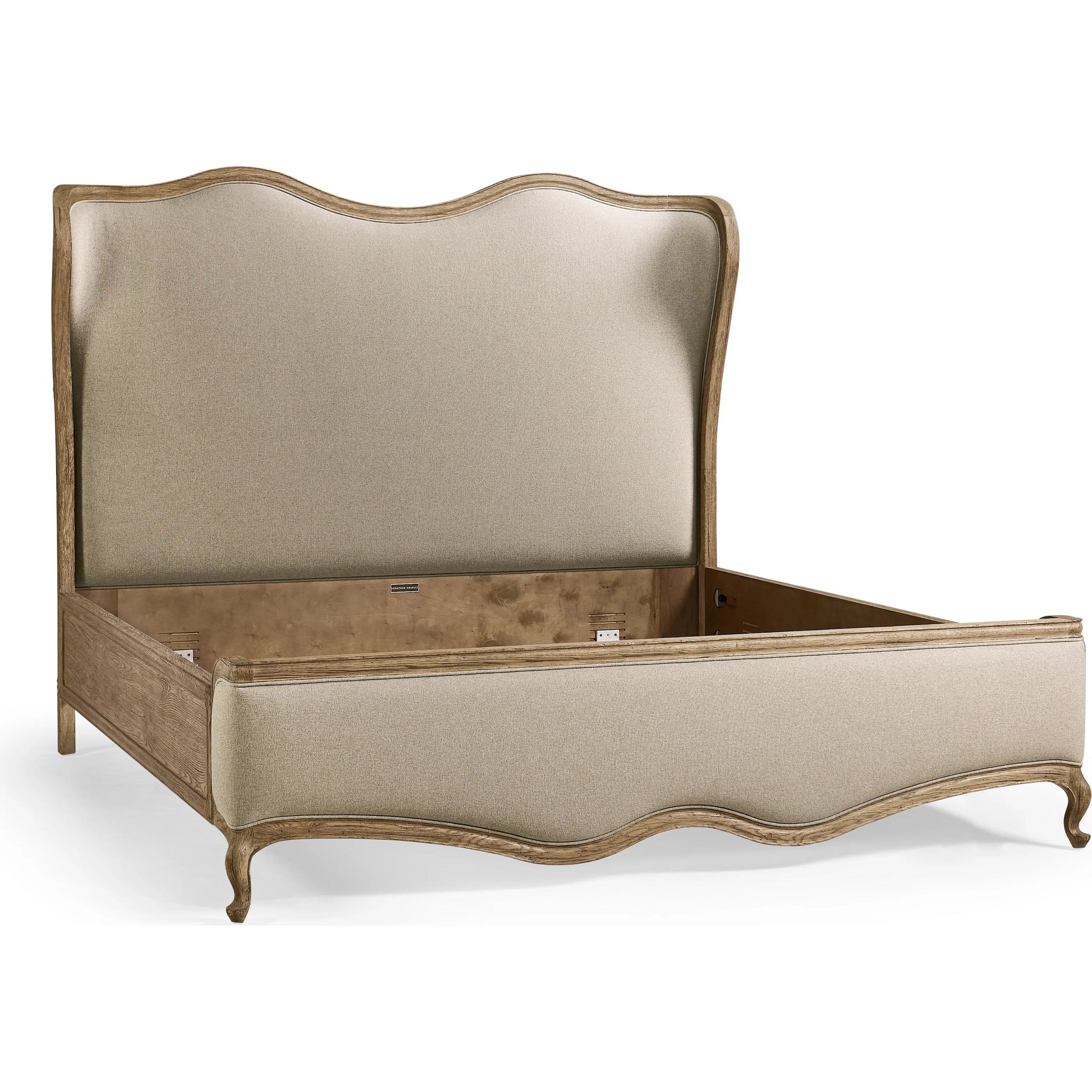 Echo Canyon Upholstered Bed by Jonathan Charles in faded oak. Made from oak, fabric in a unique style.