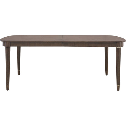 Asher Park Leg Dining Table by Pulaski Furniture in piano brown. Made from eucalyptus veneers in a unique style.