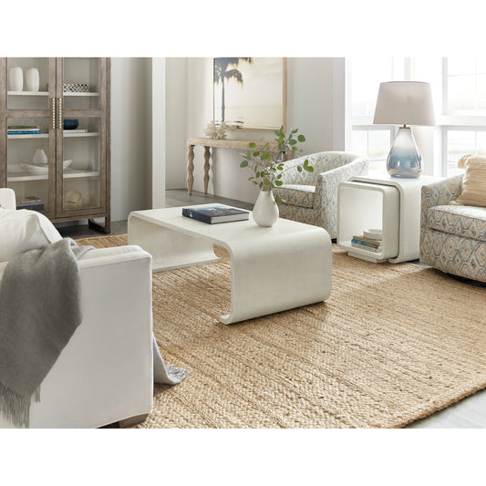 Serenity Kai Cocktail Table by Hooker Furniture in sand dollar. Made from wood, raffia in a modern style.