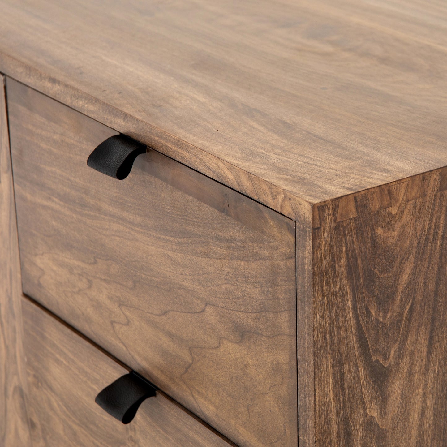 014 SR-369269 | Additional Silo | Trey Media Console by Four Hands. Made from solid poplar, top grain leather, iron in a modern style.