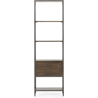 Trey Bookshelf by Four Hands. Made from iron, top grain leather, solid poplar in a modern style.