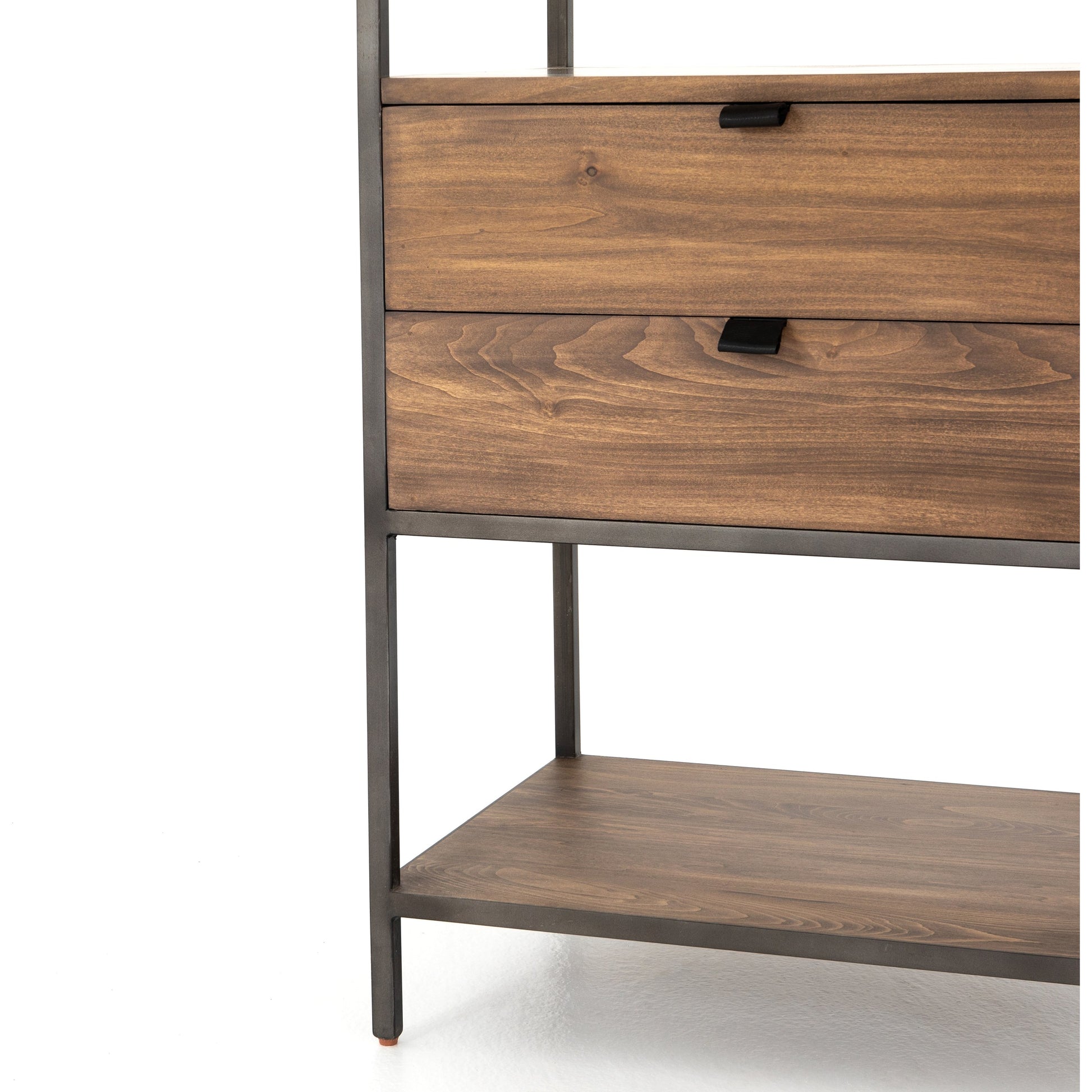 Trey Bookshelf by Four Hands. Made from iron, top grain leather, solid poplar in a modern style.