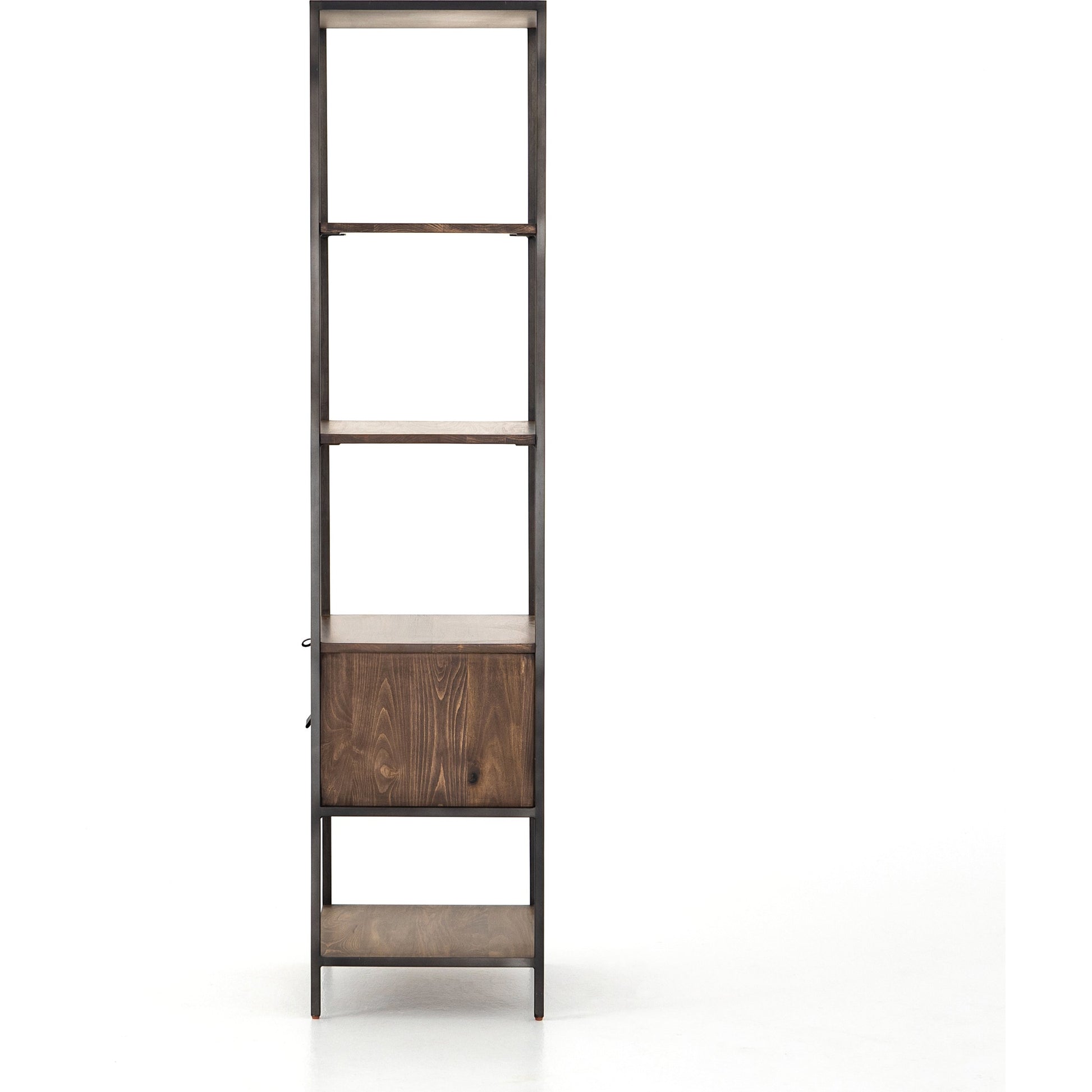Trey Bookshelf by Four Hands. Made from iron, top grain leather, solid poplar in a modern style.
