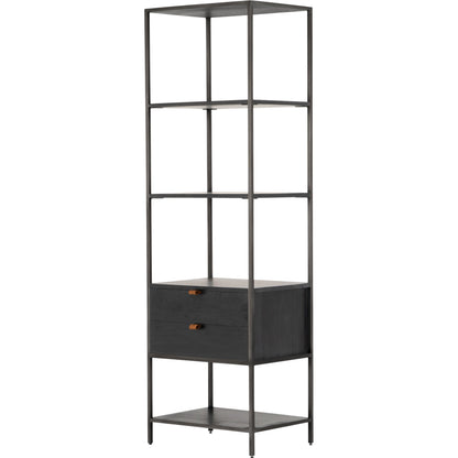 Trey Bookshelf by Four Hands. Made from iron, top grain leather, solid poplar in a modern style.