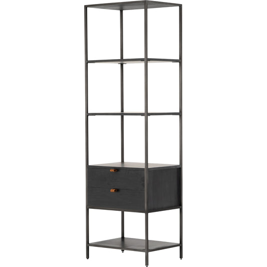 Trey Bookshelf by Four Hands. Made from iron, top grain leather, solid poplar in a modern style.