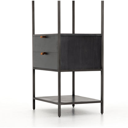 Trey Bookshelf by Four Hands. Made from iron, top grain leather, solid poplar in a modern style.
