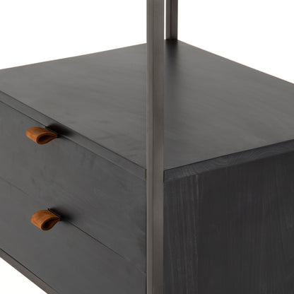 Trey Bookshelf by Four Hands. Made from iron, top grain leather, solid poplar in a modern style.