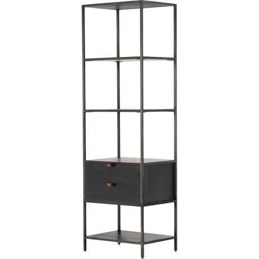 Trey Bookshelf by Four Hands. Made from iron, top grain leather, solid poplar in a modern style.
